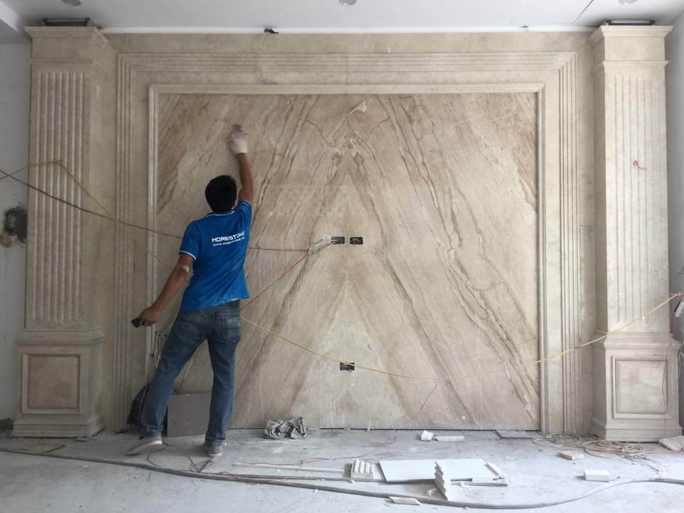 Đá ốp tường vân đá granite màu vàng cho phòng khách đẹp Đá tự nhiên