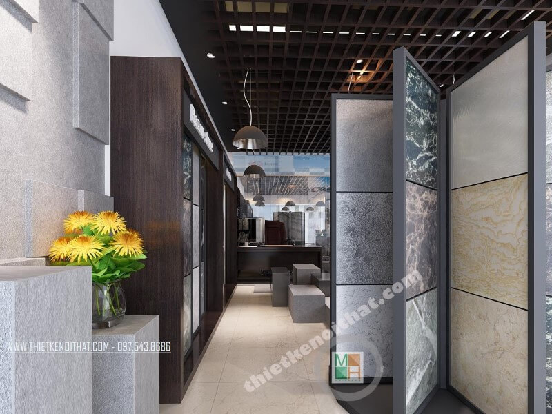 Mẫu thiết kế nội thất showroom đá tự nhiên độc đáo trong không gian nhỏ. Đá tự nhiên