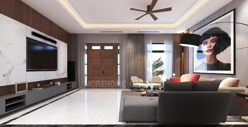 Đá ốp tường vân mây cao cấp điểm nhấn tinh tế cho phòng khách biệt thự, nhà phố hiện đại. Đá tự nhiên