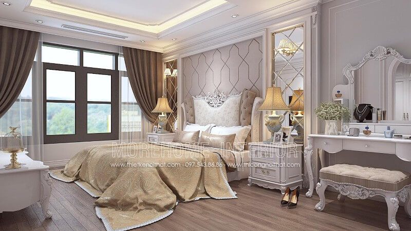 Nam.
Mẫu giường ngủ gỗ sồi phun sơn trắng cao cấp với phần đầu giường kết hợp bọc nỉ nhung là một trong những mẫu đẹp nhất trong bộ sưu tập giường ngủ